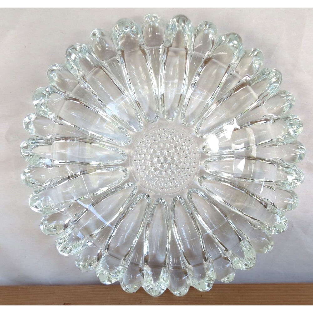 Hazel-Atlas Garden Party Clear Vintage Ashtray Sunflower Design